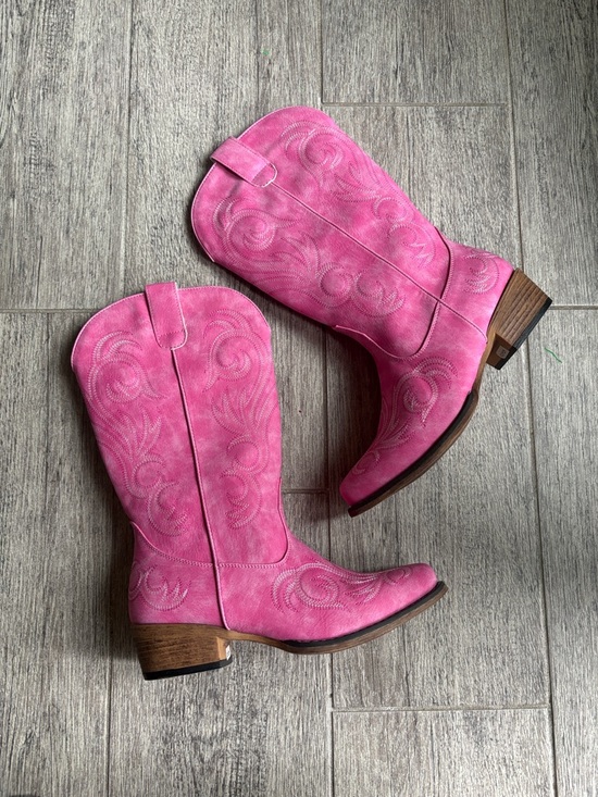 Roper Shoes - Roper Women's Pink Western Faux Suede Cowboy Boots